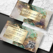 Elegant smaragd Paarse en gouden Waterverf marmer Visitekaartje