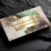 Elegant smaragd Paarse en gouden Waterverf marmer Visitekaartje