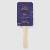 Elegant Smaragd Paarse Eucalyptus Trouwprogramma Handwaaier (Achterkant)