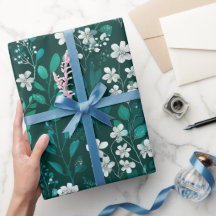 Elegant Smaragdblad Wit Bloemmotief