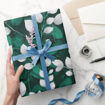 Elegant Smaragdblad Wit Bloemmotief
