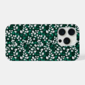 Elegant Smaragdblad Wit Bloemmotief iPhone Hoesje (Achterkant horizontaal)