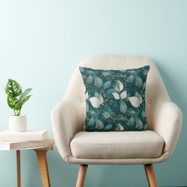 Elegant Smaragdblad Wit Bloemmotief Kussen