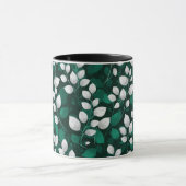 Elegant Smaragdblad Wit Bloemmotief Mok (Midden)