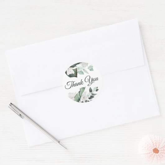 Elegant smaragdgroen dank u sticker (Envelop)