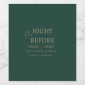 Elegant smaragdgroen de nacht voor de bruiloft wijn etiket (Enkel label)