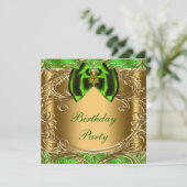Elegant smaragdgroen en gouden verjaardagsfeestje kaart (Staand voorkant)