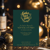 Elegant smaragdgroen en zilveren oudejaarsfeest kaart