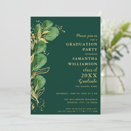 Elegant smaragdgroen Eucalyptus 2025 Afstuderen Kaart (Staand voorkant)