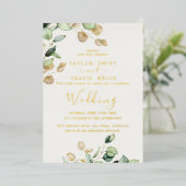Elegant smaragdgroen | Gold Foil Wedding Folie Uitnodiging (Staand Voorkant)