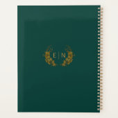 Elegant Smaragdgroen & Goud Bloem Huwelijk Planner (Achterkant)