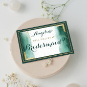 Elegant smaragdgroen goud glitter bruidsmeisje kaart