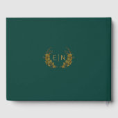 Elegant Smaragdgroen & Gouden Bloemen Gastboek Gastenboek (Achterkant)