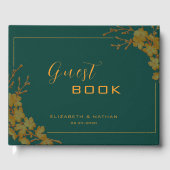 Elegant Smaragdgroen & Gouden Bloemstuk Gastboek Gastenboek (Voorkant)