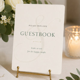 Elegant Smaragdgroen Gouden Trouw Gastboek Bord