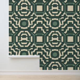 Elegant smaragdgroen labyrint: modern geometrisch behang