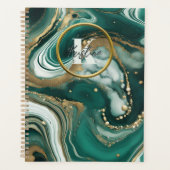 Elegant smaragdgroen marmer met goudkleurige vlekk planner (Voorkant)