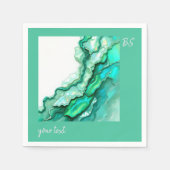 Elegant Smaragdgroen Marmeren Waterverf Bruiloft Servet (Voorkant)