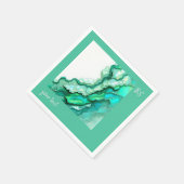 Elegant Smaragdgroen Marmeren Waterverf Bruiloft Servet (Hoek)