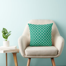 Elegant Smaragdgroen Marokkaans Quatrefoil Patroon Kussen