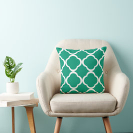Elegant Smaragdgroen Quatrefoil Patroon Kussen