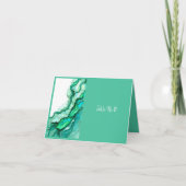 Elegant Smaragdgroen Turkoois Marmeren Aquarel Bru Bedankkaart (Voorkant)