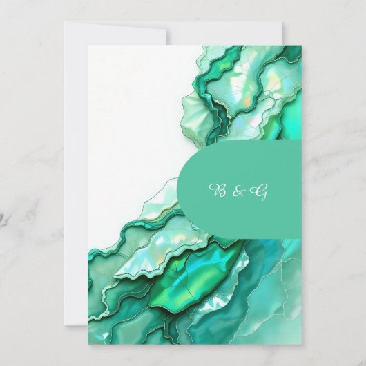 Elegant Smaragdgroen Turkoois Marmeren Waterverf B Kaart (Achterkant)