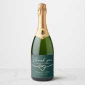 Elegant Smaragdgroene Trouwgunst Sparkling Wijnetiket (Voorkant)