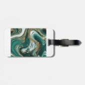 Elegant smaragdmarmer met gouden Initiaal en naam Bagagelabel (Achterkant horizontaal)