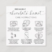 Elegant Smash Chocolade Hartverzorging Instructies Vierkante Visitekaartje (Voorkant)