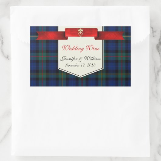 Elegant Smith Plaid Wijnlabel Sticker (Tas)