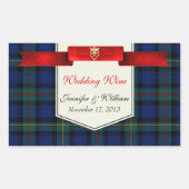 Elegant Smith Plaid Wijnlabel Sticker (Voorkant)