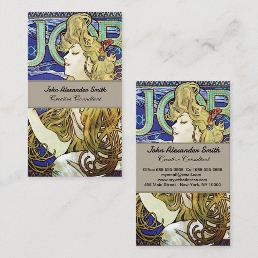 Elegant Smoke, Job beroemd gemaakt door Alphonse M Visitekaartje (Voorkant / Achterkant)