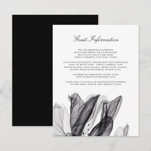 Elegant Smoky Floral Black Wedding Insert Kaart