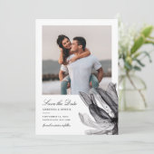 Elegant Smoky Floral Black White Photo Weduwnaar Save The Date (Staand voorkant)