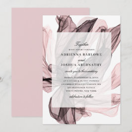 Elegant Smoky Floral Dusty Pink Wedding Kaart