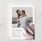Elegant Smoky Floral Dusty Roos Foto bruiloft Save The Date (Voorkant)