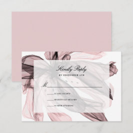 Elegant Smoky Floral Dusty Roos Pink Wedding RSVP Kaartje