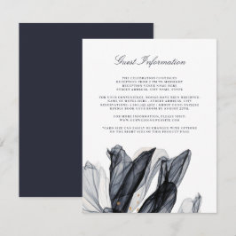 Elegant Smoky Floral Navy Wedding Insert Kaart