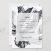 Elegant Smoky Floral Navy Wedding Kaart (Voorkant)