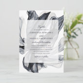 Elegant Smoky Floral Navy Wedding Kaart (Staand voorkant)