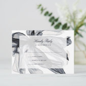 Elegant Smoky Floral Navy Wedding RSVP Kaartje (Staand voorkant)