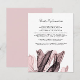Elegant Smoky Floral Pink Wedding Insert Kaart