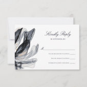 Elegant Smoky Flowers Deep Navy Weddenschap RSVP Kaartje (Voorkant)