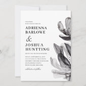 Elegant Smoky Flowers Side Text Black Wedding Kaart (Voorkant)