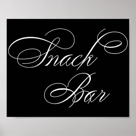Elegant Snack Bar — wit script | Horizontale tabel Poster (Voorkant)