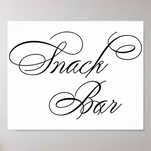 Elegant Snack Bar, zwart script | Horizontale tabe Poster (Voorkant)