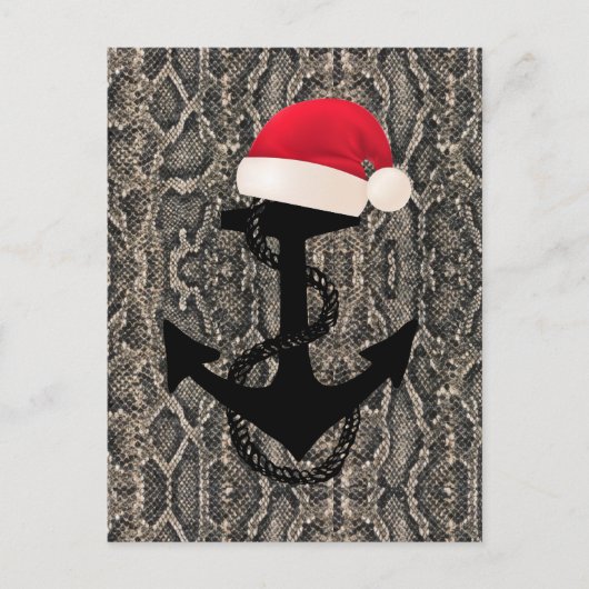 elegant SNAKE HUID patroon - ANCHOR + SANTA HAT | Briefkaart (Voorkant)