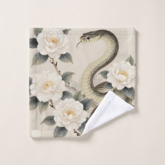 Elegant Snake Moon Floral Wash Towel Washandje