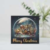 Elegant sneeuw Wereldbol Feestdagenkaart (Staand voorkant)